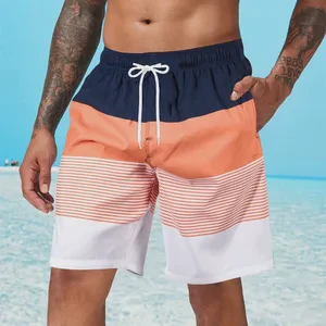 Striped Beach Shorts Men Fashion Swimwear Board Shorts Trunk Gym Fitness Pants Men's Briefs Swimsuit Kids Beachwear Short Boy