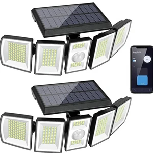 IP65 Waterproof LED Motion Sensor Outdoor 5 Head Solar Wall Light with Remote Control High Brightness Garden Light