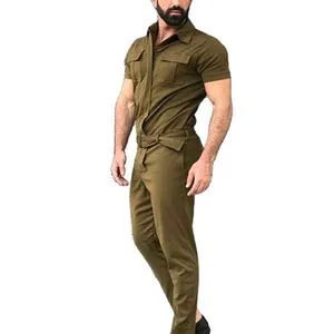 Men's Overalls Jumpsuit Solid Color Fitness Zipper Sportswear Hot Sale Sports Casual Men's Jumpsuit