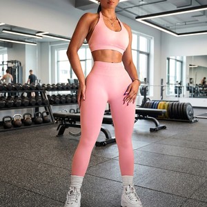 New Female Gym Sports Clothes Sets Fitness High Waisted 2 Piece Yoga Active Wear For Women