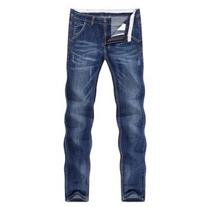 Super Selling Men's Large Size Jeans Casual Breathable Button Fly Solid Blue Color Pants