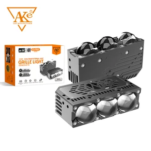 AKE Z3 Pro LED Grille Light for Car High Low Beam 160W 6500K White Color Three Lens Spotlights Grill Lights Customized Color