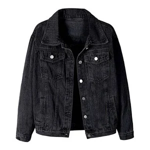 Wholesale Price Custom Made Logo Woman Denim And Jackets In Blue Black Color Jean Fur Cotton Denim Jacket Streetwear For Women