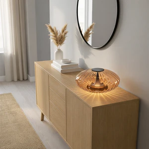 Modern Portable Aluminum Touch Control Dimmable Round Glass Table Lamp for Reading Room and Home Decor