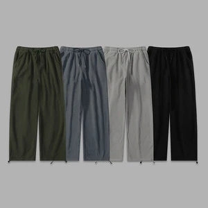 Unisex Vintage Streetwear Fleece Joggers Loose Fit Drawstring Elastic Waist Casual Pants Trendy Couple Lounge Bottoms
