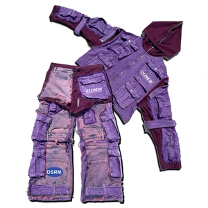DiZNEW Custom Set Jeans Jacket Suit Men's Street Wear High Quality Jeans Suit Custom Denim Jacket