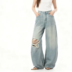 New Design Long Women's Jeans Pants Wide Leg Loose Pants Medium Waist Casual Women's Jeans