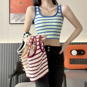 Women's High Quality Summer Floral Sleeveless Crossbelt Camisoles Plus Size Solid Color Ribbed Seamless Vest Tank Casual Short