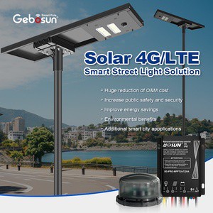 Gebosun 4G/LTE IoT Smart Street Lighting System Solar-Powered, Wireless Remote Control Real-time Monitoring