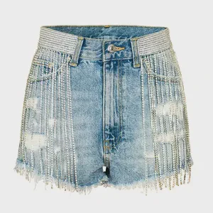 Wholesale Women's Plus Size High Waist Breathable Skinny Fit Stretch Denim Shorts Customized Colors Sexy Jeans Moto Biker Style