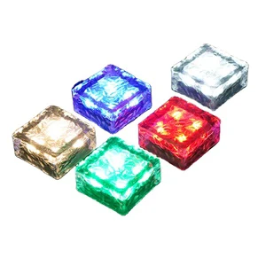 Outdoor Ice Glass Shaped Brick Decorative Landscape Garden Lamp Walkway Trail Ground Blocks Led Lighting RGB Solar Lawn Lighting