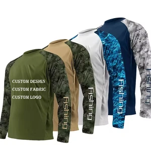 Polyester Spandex Uv Sun Protection Fish Clothes Upf50 Long Sleeve Jersey Hoodie Men'S Orange Camo T-Shirt Fishing T Shirt Wear