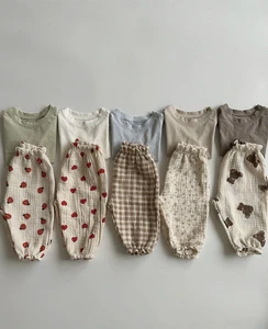 Fashion Ins Toddler Trousers Kids Korean Style Thin Cotton Pants Love Lantern Floral Casual Trendy Anti-mosquito Baby Bottoms