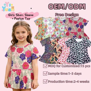 High Washed Custom Prints Leopard Floral Hearts Children Girl T-shirt Dress Shirts Girls Casual Toddler Baby Summer Tops Clothes