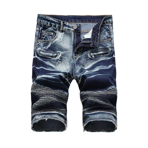 Men's Vintage Straight Woven Denim Shorts Breathable Mid Waist Dark Winter Custom Lace Casual High Quality