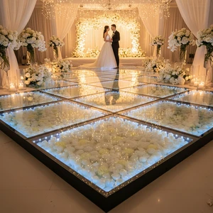 Factory Customized Wedding LED Sensory Dance Floor RGBW 30W DMX512 Control IP55 Rated Multi-Layer Mirror Lights Moving Lights