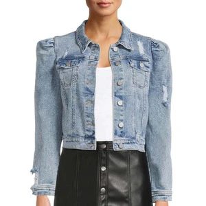 High Quality Women's Stand Collar Denim Jacket Eco-Friendly Vintage Solid Finished Breathable Cotton-Filled Outdoor Autumn