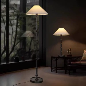 Contemporary Wooden Floor Lamp with LED Touch Control Adjustable Height