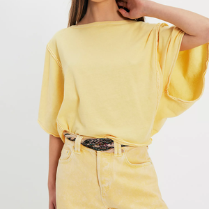 Wholesale Women's Oversized Batwing Sleeve T-Shirt Solid Color O-Neck Loose Fit Knitted Casual Top Plus Size Summer Wear T-Shirt