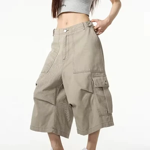 Custom Baggy Denim Shorts for Women Oversized Denim Shorts 6 Pocket Pants Women's Cargo Shorts