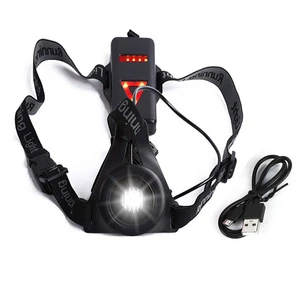 Outdoor Sport Running Light with Rechargeable USB LED Chest Back Warning Lights ABS Material for Bicycle Use DC Power Supply