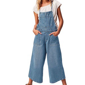 Wholesale Women Denim Jeans Pants Maternity Pants Overalls Girls Suspender Jeans Strap Denim Jumpsuit Women 2024