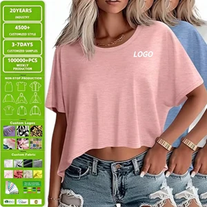 Custom 3 Pack Crop T Shirts Casual Short Sleeve Tops O Necks Loose Fit Fashion Style Women's 100% Polyester Streetwear T Shirts