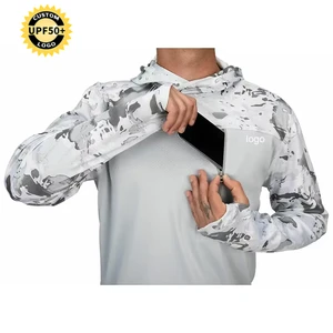 Custom Sublimation Upf50+ Fishing Wear Breathable Quick Dry Fishing Shirts Lightweight Recycled Long Sleeve Fishing Hoodie