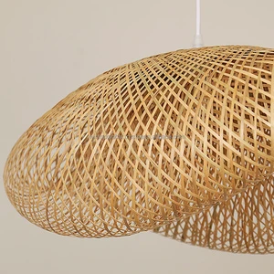 New Trend Handmade Wicker Rattan Bamboo Pendant Lamp Japanese Industrial Modern French Minimalist Coastal Farmhouse European