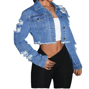 Women's Spring Hooded Denim Coat Single Breasted Short Vintage Casual Washed Breathable Pockets