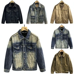 Men's Loose and Comfortable Retro Denim Jacket Wholesale High-quality Street Jacket Fashionable Button Striped Printed Jacket