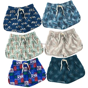 Wholesale Adults&Kids Swimming Trunks Hawaii Leaf Printed Elastic Waist Band High Quality Summer Men Beach Wear Swim Shorts