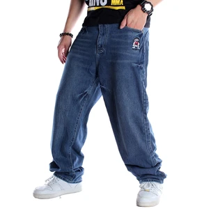 Custom Made Men's Jeans Denim Solid Woven Mid Waist Zipper Fly Embroidery 13oz Baggy Loose Fit Stone Washed Custom Logo Custom