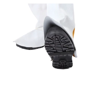 Heavy Duty Natural Cowhide White Split Leather Welding Shoe Cover Fire Proof Flame Resistance Cut Resistance Safety Clothing