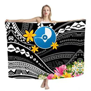 Beach Cover up Swimwear Beachwear Polynesian Tribal YAP ISLAND Yellow Tiare Flower Print Custom Asia & Pacific Islands Clothing