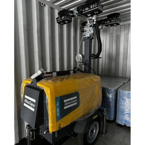 Portable Atlas Copco Hilight Light Tower With Hydraulic Mast and Four LED Heads for Night Time Operation