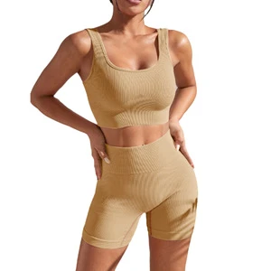 Seamless Solid Yoga Top Tight-fitting Quick-drying Moisture-wicking High-waisted Butt-lifting Yoga Pantswomens Fitness