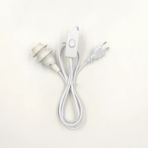 European Round Plug EU Plug + E14 Full-threaded Lamp Holder + 303 Push-button Switch Black/white Electrical Wire