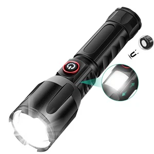 LED Metal Waterproof Zoom Torch Light Linterna Magnetic USB-C Rechargeable Long Range White Lazer Powerful LED Flashlight