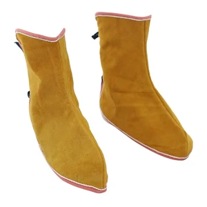 Cowhide Leather Heat Resistant Lace-Up Welding Spats Anti-Slip Puncture/Abrasion-Resistant Safety Foot Cover Boot Shoe Covers