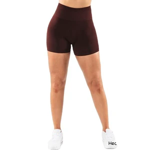 Women's High Waist Yoga Shorts Plus Size Solid Spandex/Nylon Elastic Waist Peach Big Butt 220g In-Stock