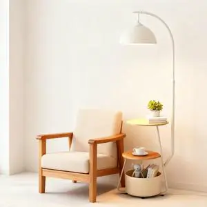 Decorative Modern Floor Lamp With Table For Living Room Bedroom Bedside Integrated Table Lamp Storage Vertical Standing Lamp