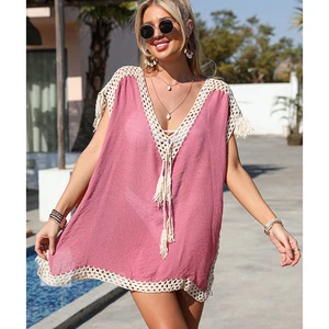 2023 Lace White Beach Cover up Dress Tunic Long Pareos Bikinis Cover Ups Swim Cover up Robe Plage Beachwear
