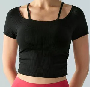 New Gym Yoga Breathable Quick-dry Skin-friendly High Elastic Lady's Fitness Workout Sportswear Woman's Yoga Gym Top
