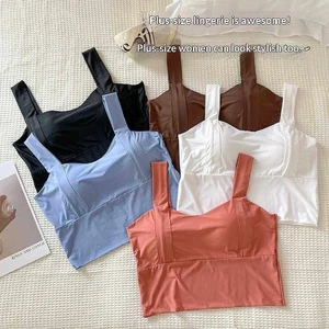 Plus Size Ice Silk Breathable Quick Dry Short Women's Sports Yoga Bra with Wide Shoulder Suspenders and Bow Back