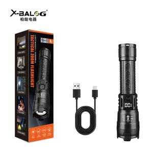 Portable Tactical LED Flashlight & Torch IP44 Waterproof Zoomable Dimmable Rechargeable ABS Body Camping Emergency Diving Use