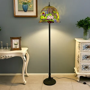 Stained Glass 18 Inch Style Floor Lamp Handmade for Living Room Dining Room Hotel Decoration Atmosphere Floor Lamp
