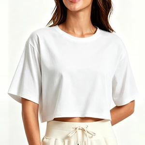 Crewneck Sport Top Women Short Sleeve Loose Yoga Crop T-Shirts Second-Skin Custom Logo Cropped Tshirt