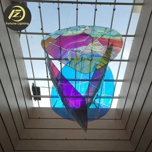 European Style Modern Luxury Crystal Chandelier Long LED Stainless Steel Glass 5-Year Warranty Remote Control Adjustable Hotel