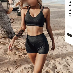 Shenxian Unisex Sports Bra & Fitness Set for Running/Jogging/Yoga Quick-Drying Polyester with Drawstring Closure and High Waist